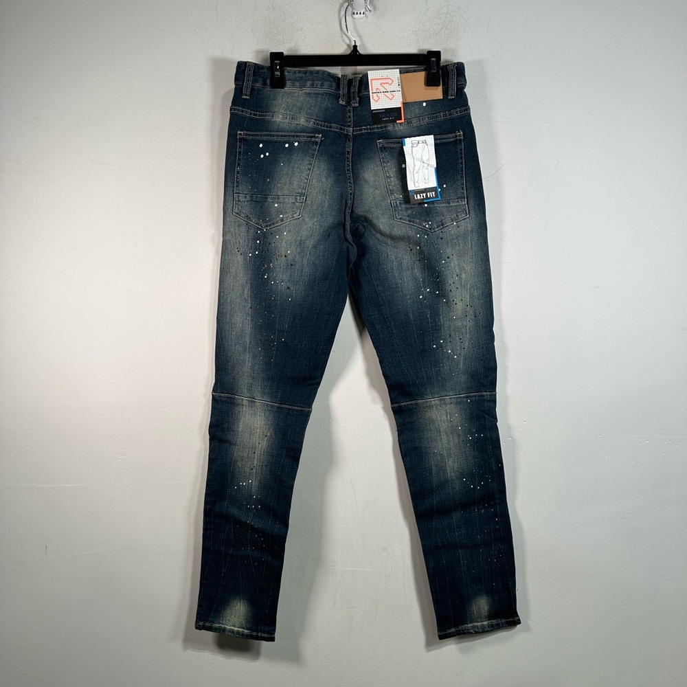 Smoke Rise DNM Co Distressed Lazy Fit Jean, Men's Size 32/32 - Blue/Multi - Picture 2 of 12